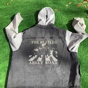 The Beatles Abbey Road Denim Hybrid Hoodie Jacket, Washed Black, Size XL